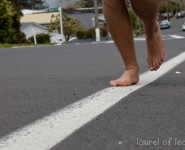 Practice Running Barefoot on a Straight Line