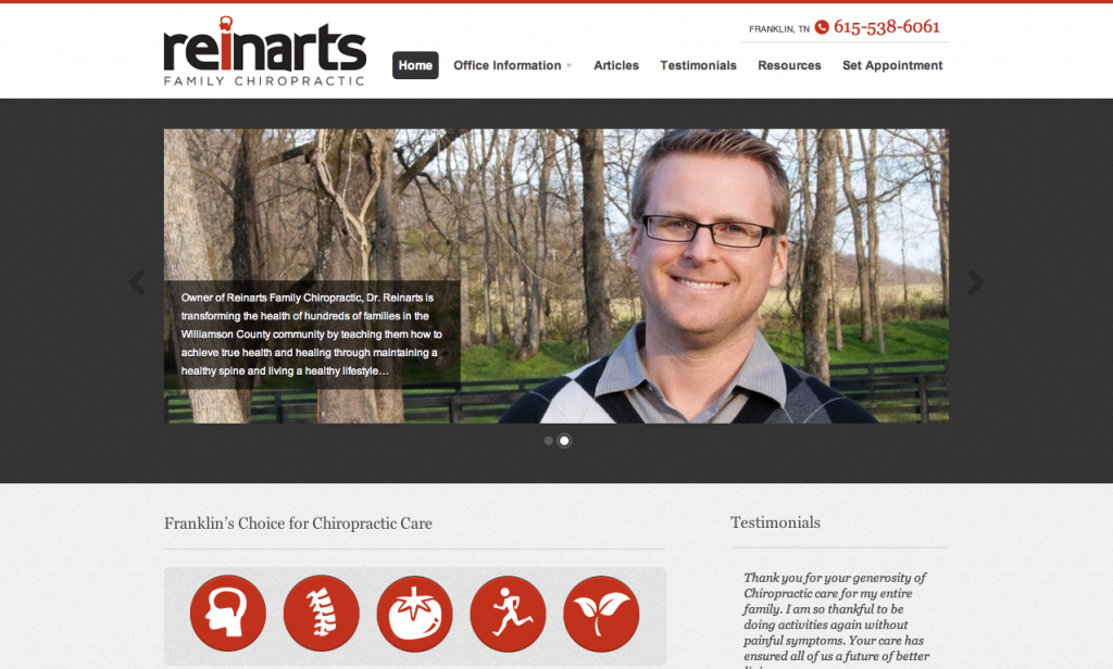 Green Pond Creative website for Reinarts Family Chiropractic