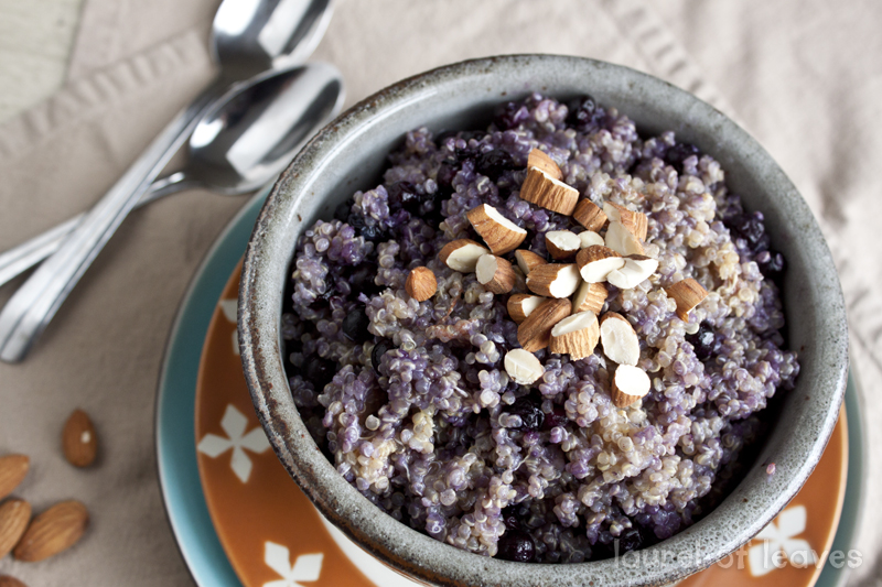 Blueberry Breakfast Quinoa with Almonds & Maple Syrup
